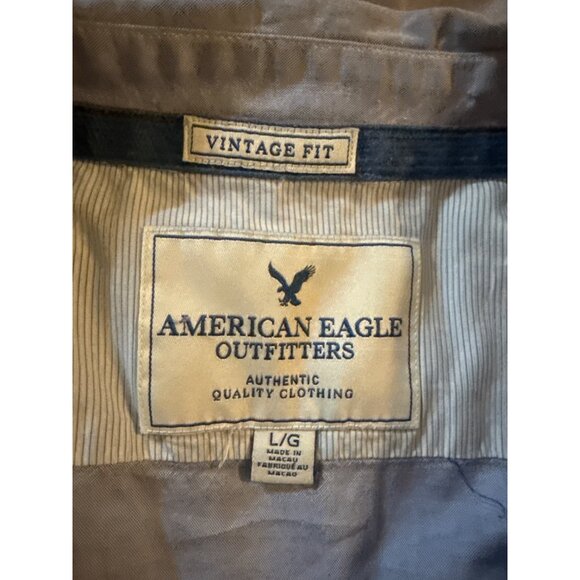 American Eagle Outfitters Blue Vintage Fit Button-Down Shirt With Embroidered Ba - Picture 7 of 9